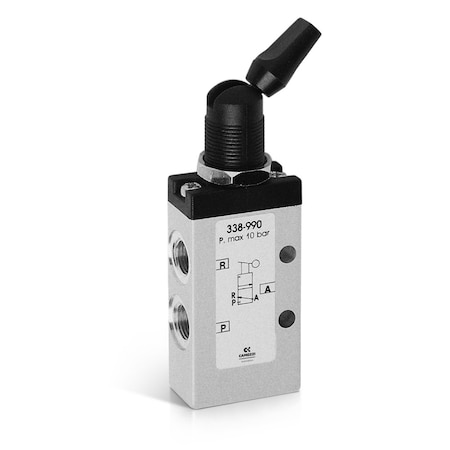 Camozzi Series 3 Manual Valve, 3/2-Way Nc, 1/8" Ports, Switch, Bistable, NPTF Ports 338-990TF